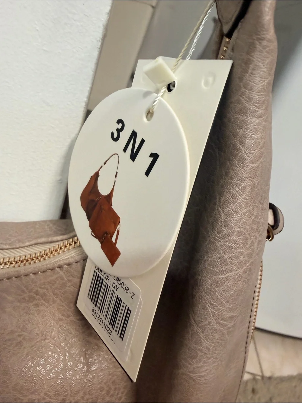 3-in-1 Taupe Hobo Shoulder Bag